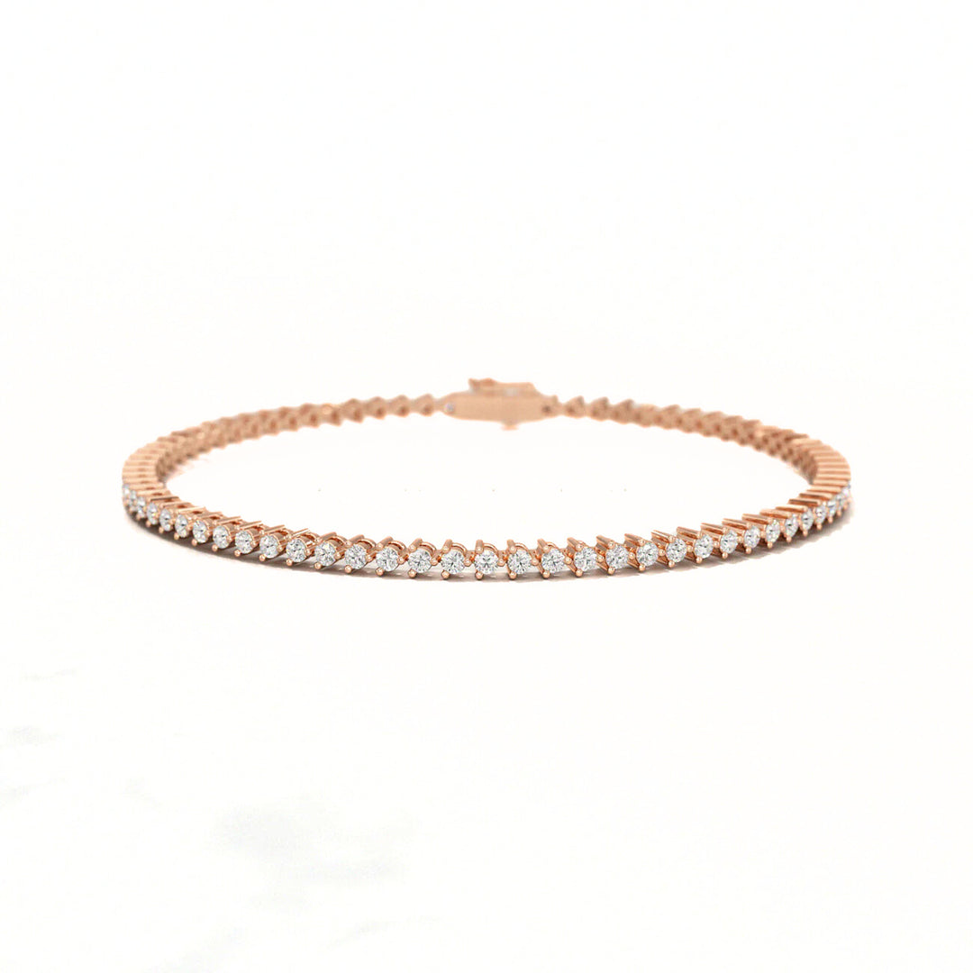 Round Three Prong Lab Grown Diamond Tennis Bracelet