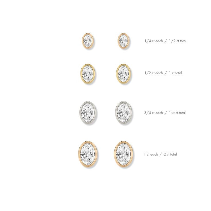 Oval Lab Grown Diamonds Bezel Earrings