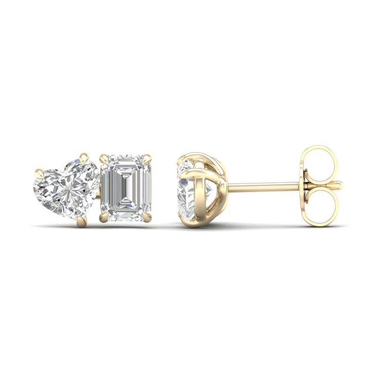 Heart And Emerald Lab Grown Diamonds Earrings