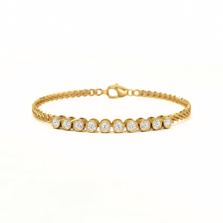 Round Bezel Half Lab Grown Diamond Tennis Bracelet