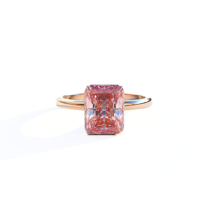 Pink Radiant Cut Lab Grown Pear Cut Diamond Ring