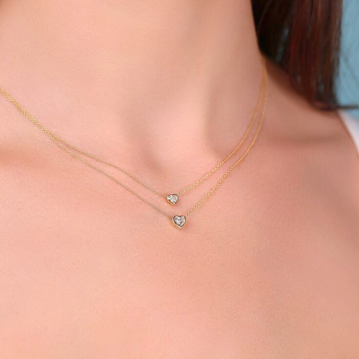 Heart Bezel Solitaire Necklace