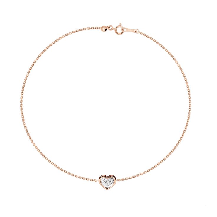 Heart Solitaire Lab Grown Diamond Bezel Bracelet