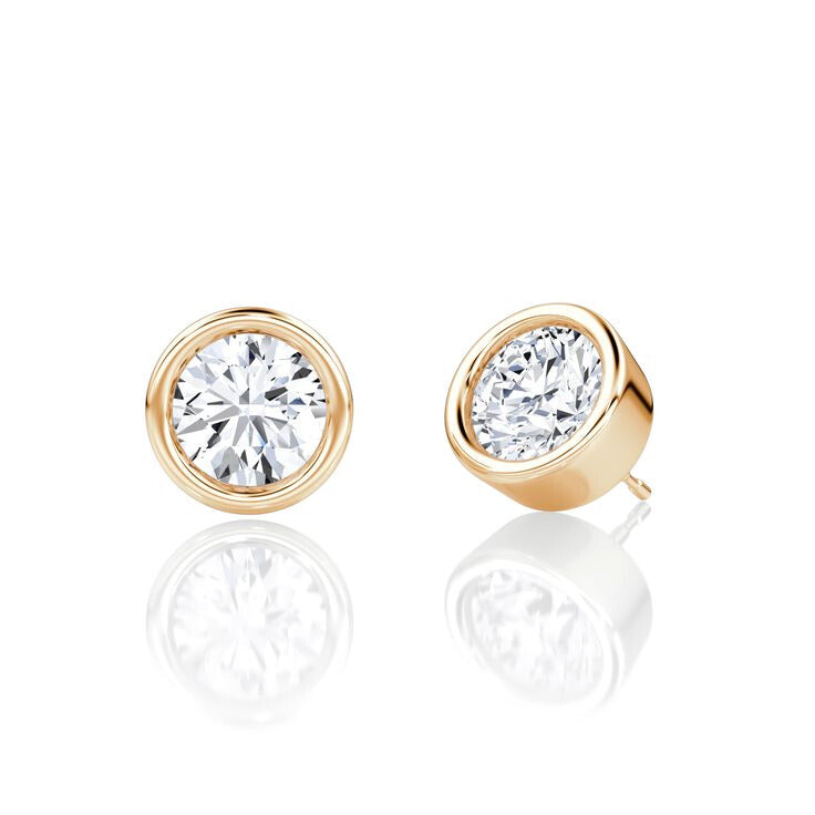 Round Lab Grown Diamonds Bezel Earrings