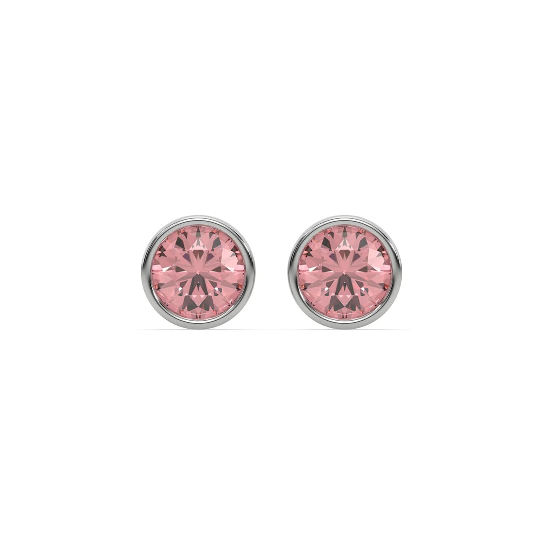 Pink Lab Grown Diamond Round Earrings