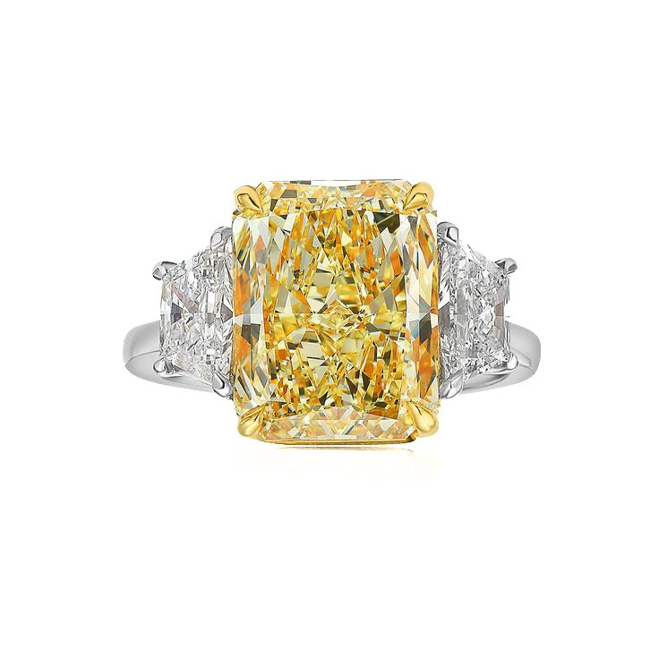 Yellow Cushion Cut Lab Grown Cut Diamond Ring