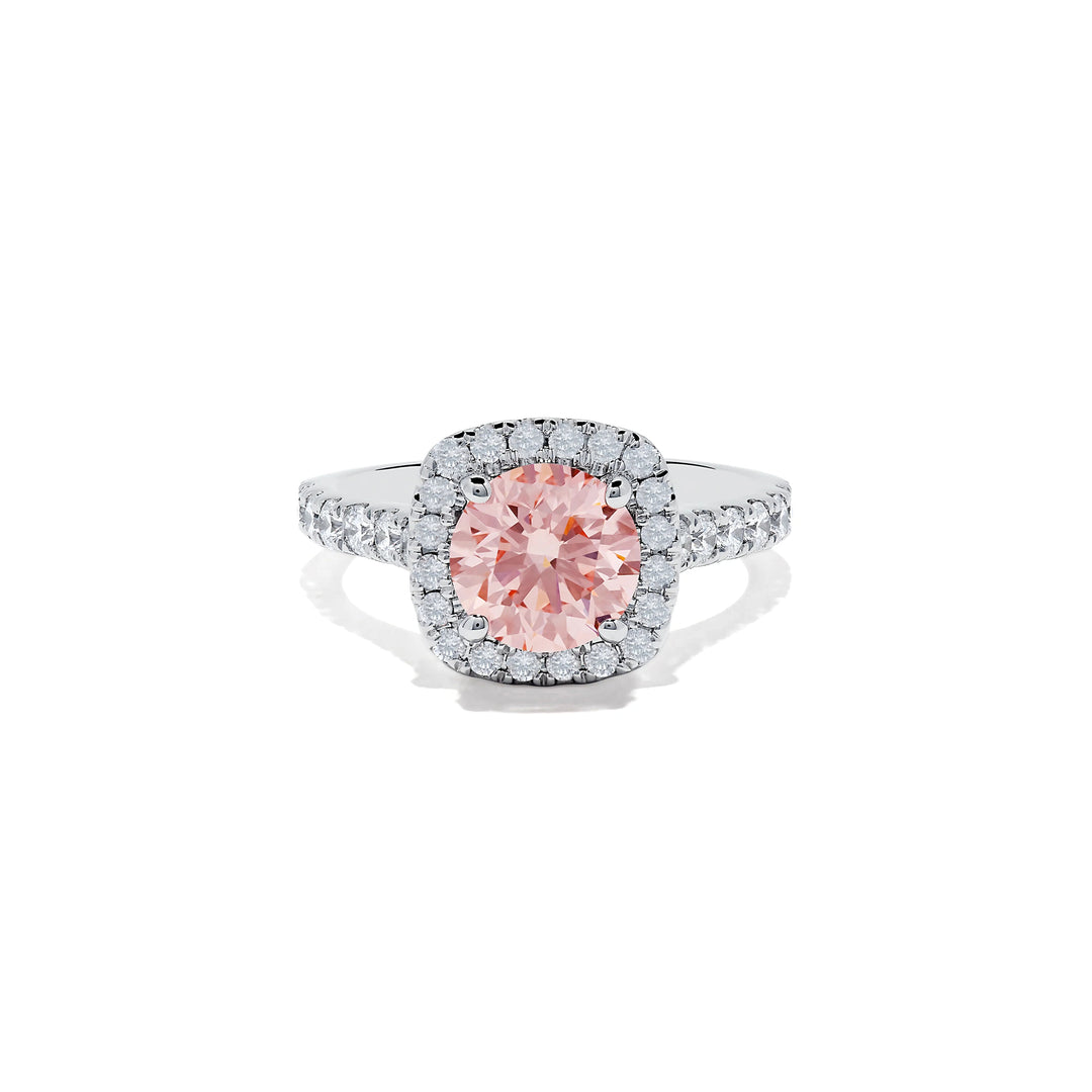 Pink Cushion Cut Lab Grown Pear Cut Diamond Ring