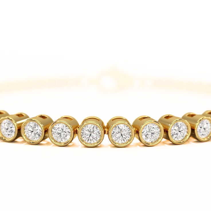 Round Bezel Half Lab Grown Diamond Tennis Bracelet