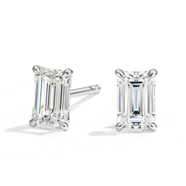 Emerald Cut Lab Grown Diamond Earrings