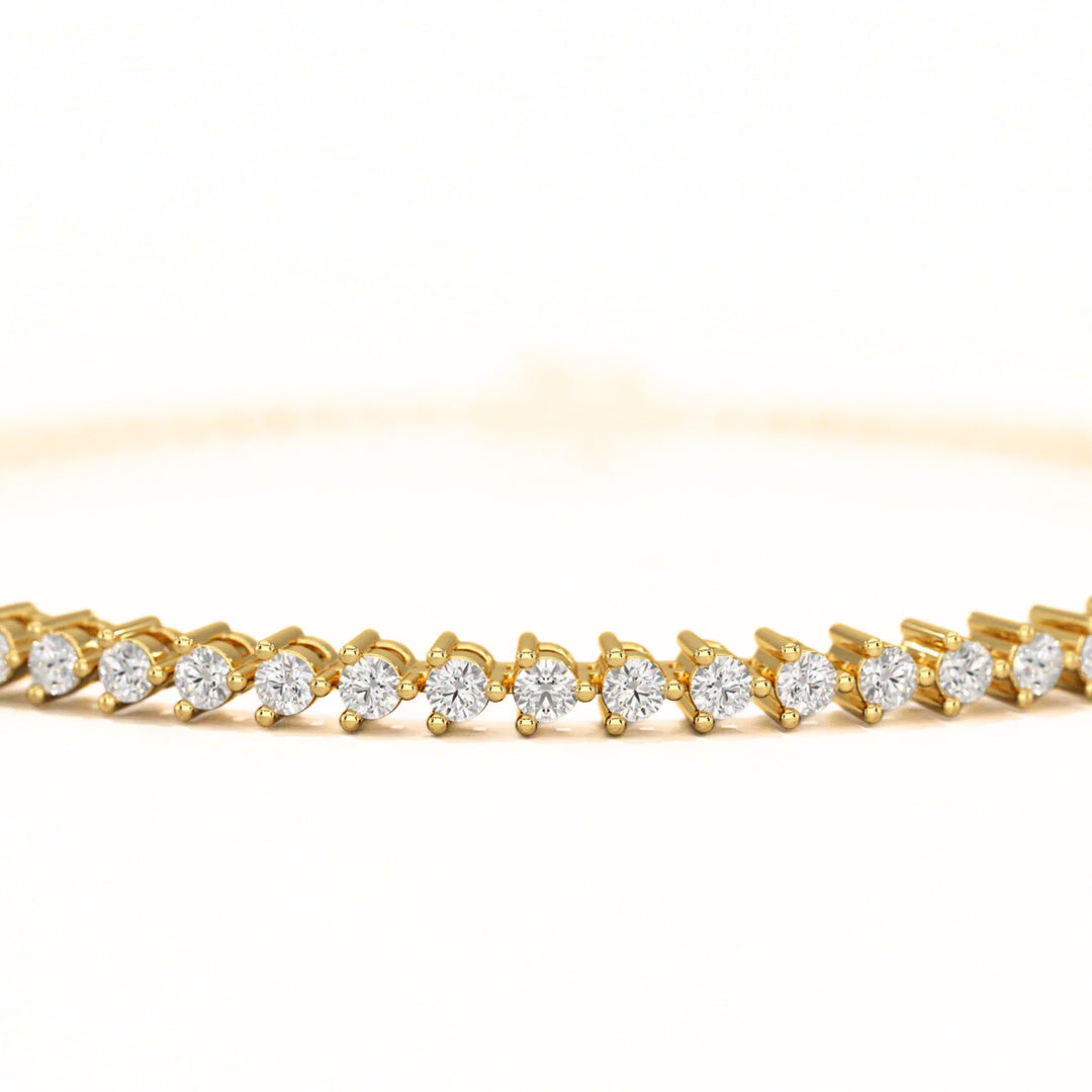 Round Three Prong Lab Grown Diamond Tennis Bracelet