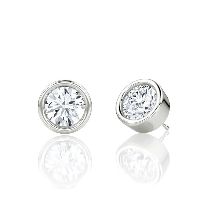 Round Lab Grown Diamonds Bezel Earrings