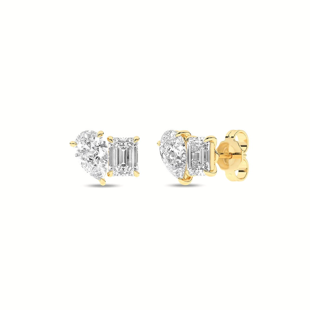 Pear And Emerald Lab Grown Diamonds Earrings