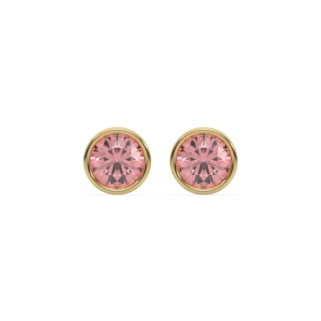 Pink Lab Grown Diamond Round Earrings