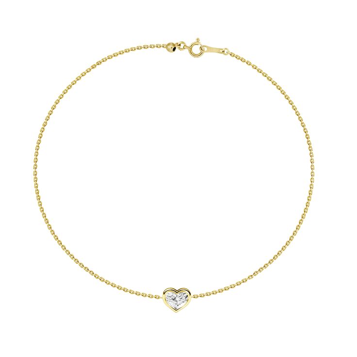 Heart Solitaire Lab Grown Diamond Bezel Bracelet