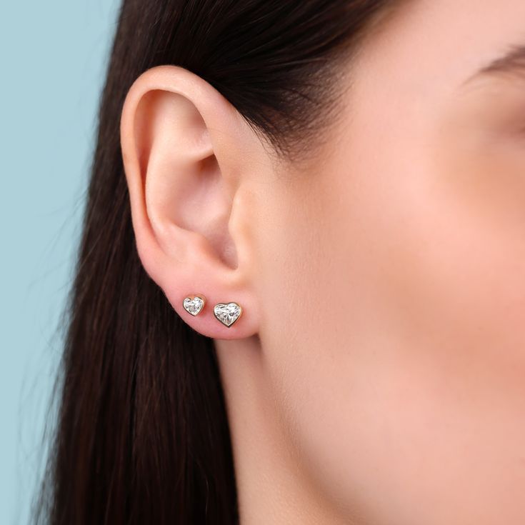 Heart Lab Grown Diamonds Bezel Earrings