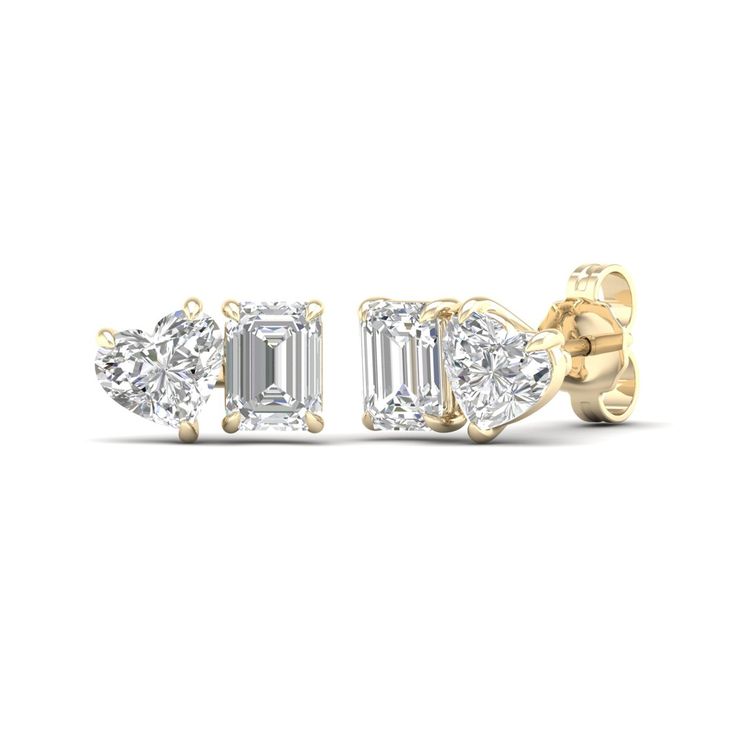 Heart And Emerald Lab Grown Diamonds Earrings
