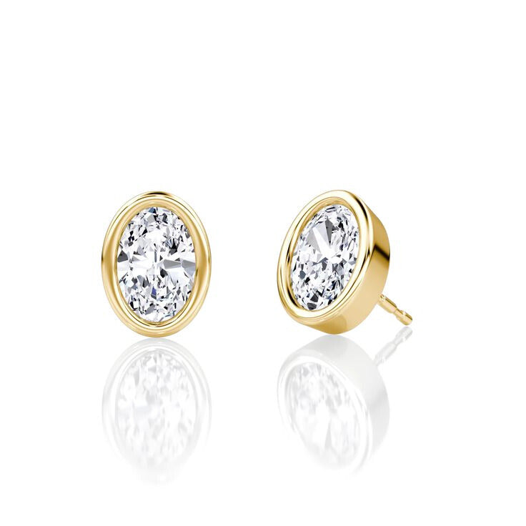 Oval Lab Grown Diamonds Bezel Earrings