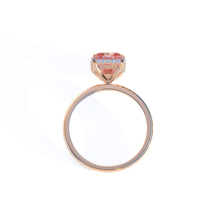 Pink Radiant Cut Lab Grown Pear Cut Diamond Ring