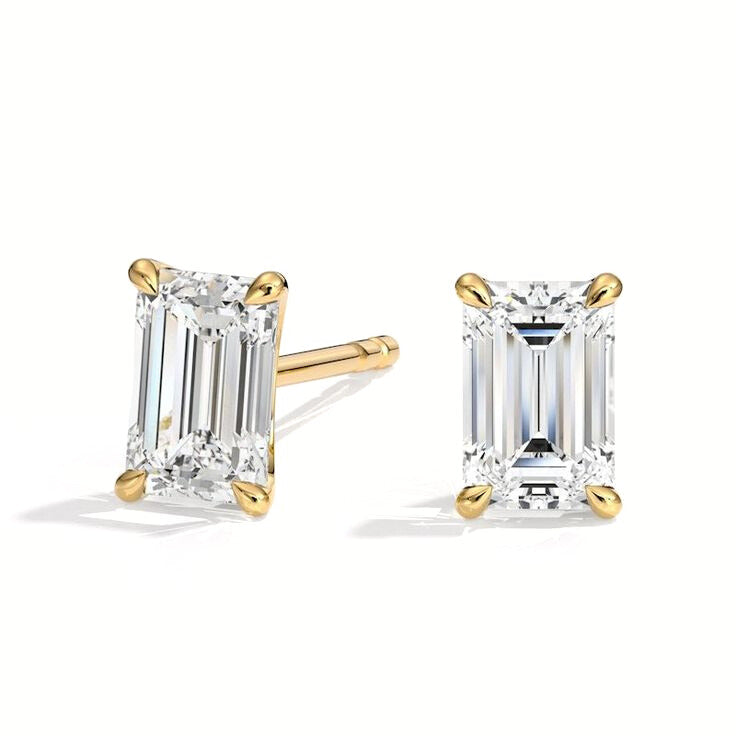 Emerald Cut Lab Grown Diamond Earrings