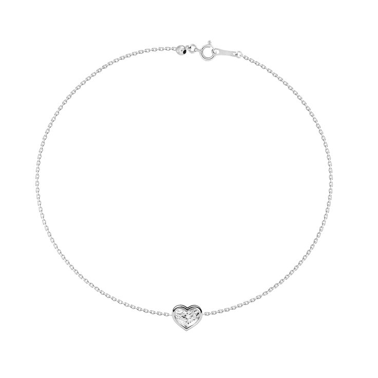 Heart Solitaire Lab Grown Diamond Bezel Bracelet