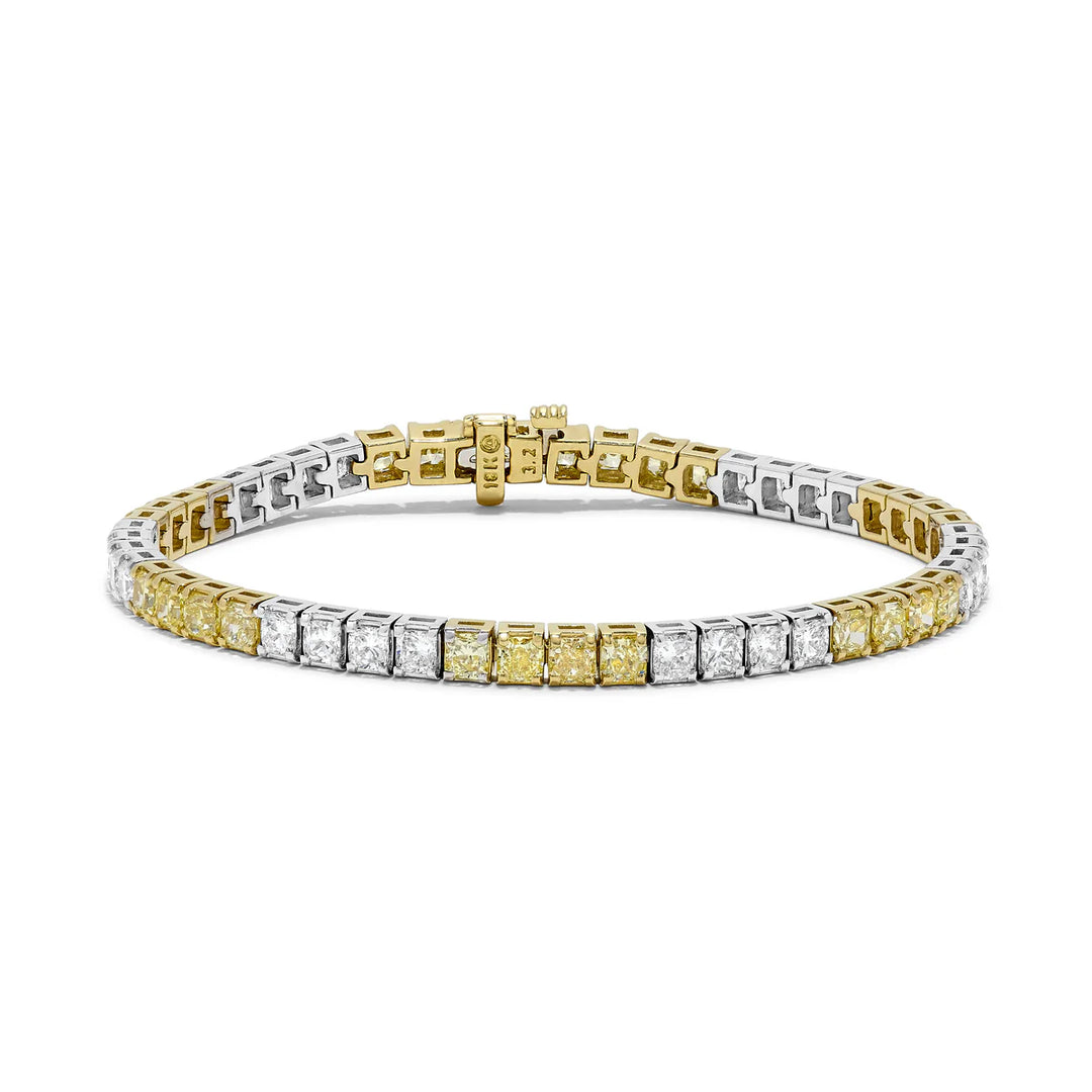 Yellow and White Princess Lab Grown Diamond Tennis Bracelet