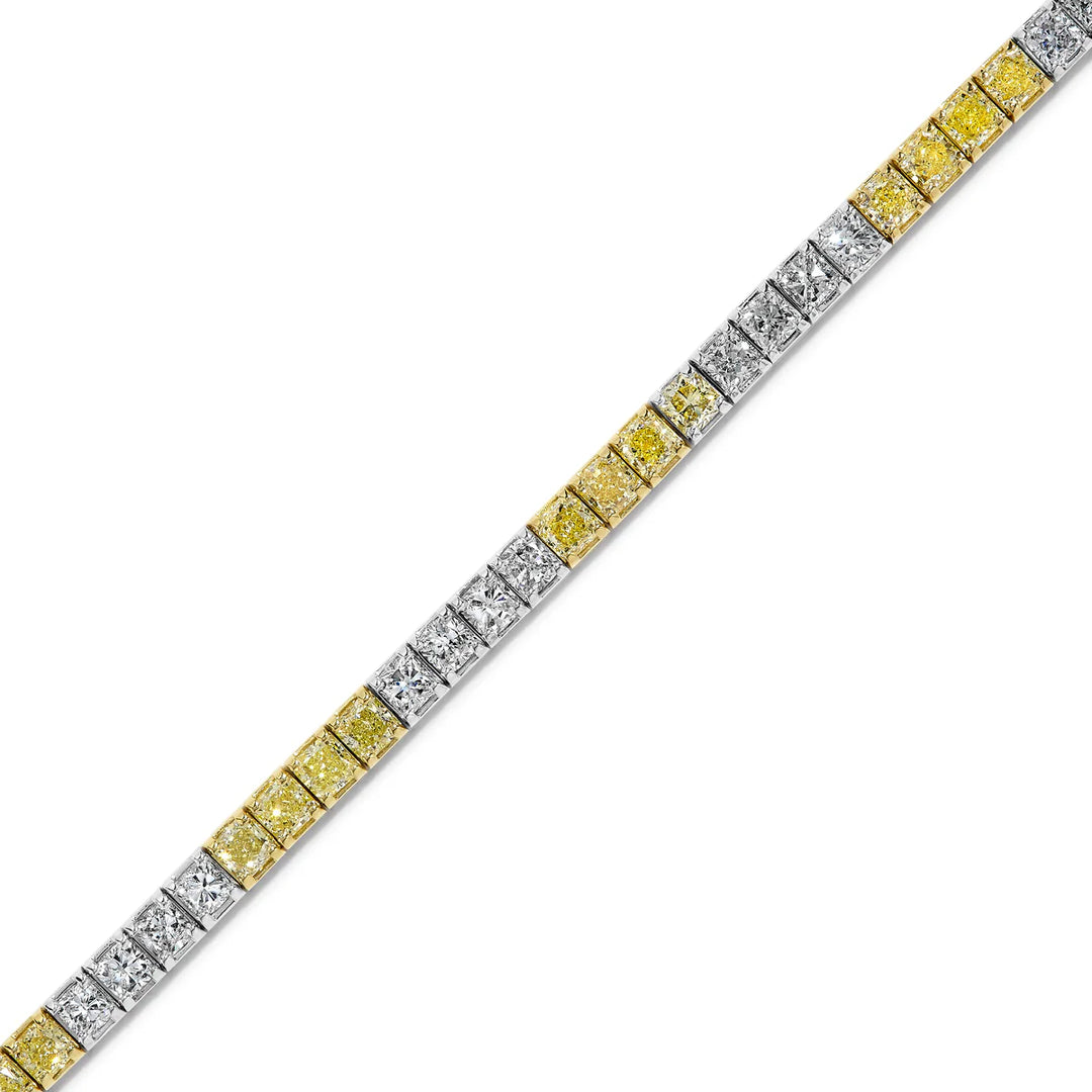 Yellow and White Princess Lab Grown Diamond Tennis Bracelet