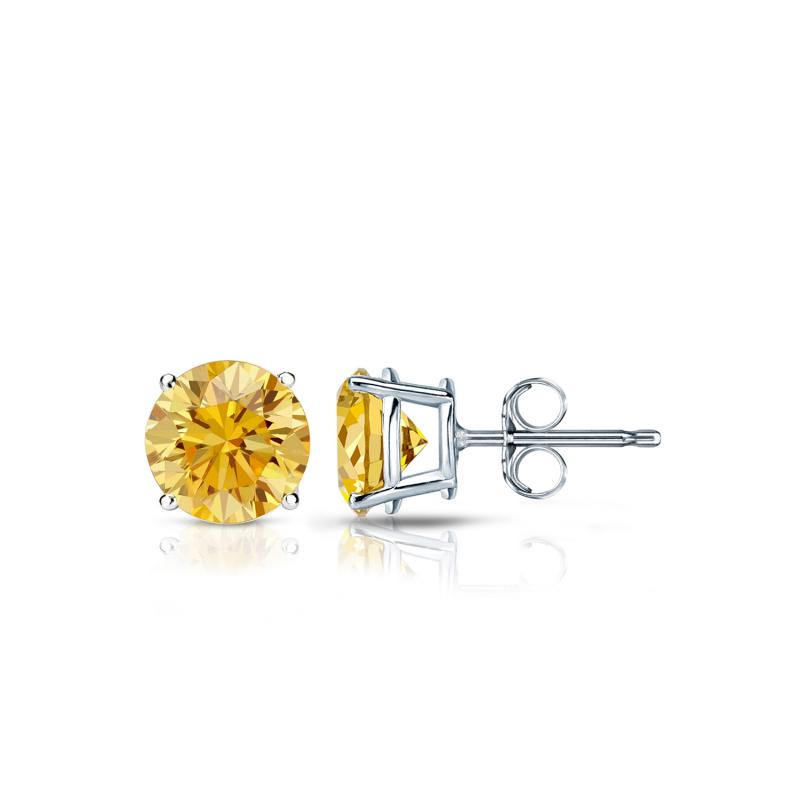 Yellow Lab Grown Diamond Round Earrings