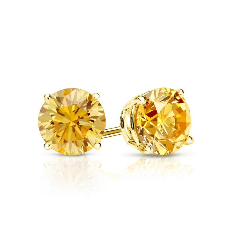 Yellow Lab Grown Diamond Round Earrings