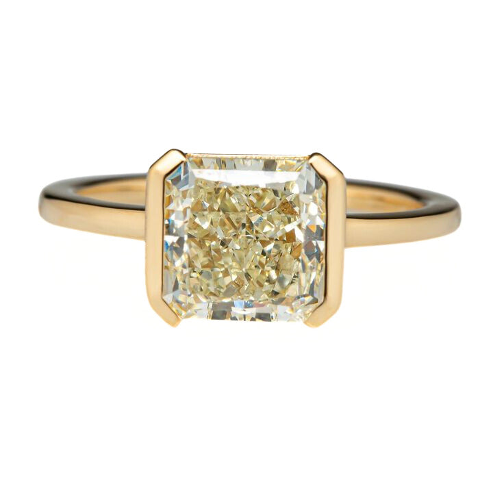 Yellow Cushion Cut Lab Grown Pear Cut Diamond Ring