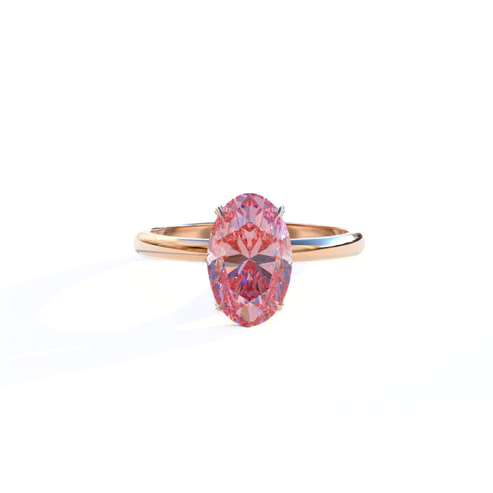 Pink Oval Cut Lab Grown Pear Cut Diamond Ring