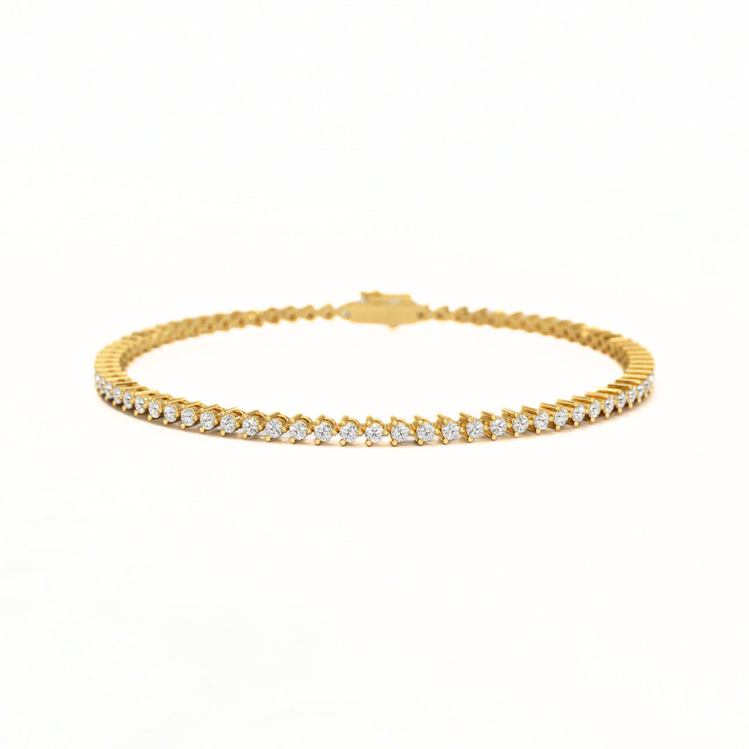 Round Three Prong Lab Grown Diamond Tennis Bracelet