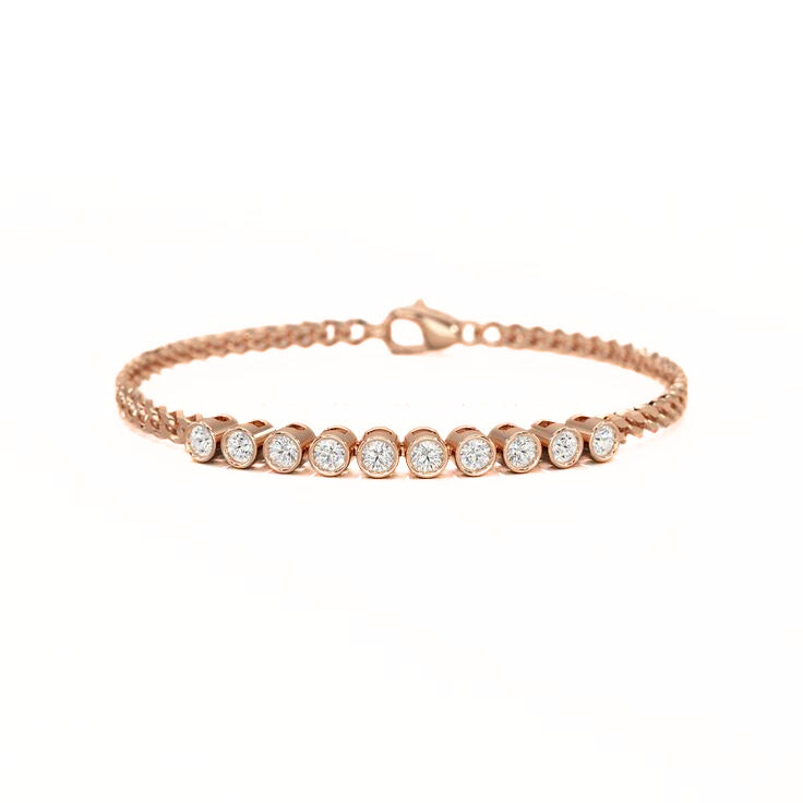 Round Bezel Half Lab Grown Diamond Tennis Bracelet