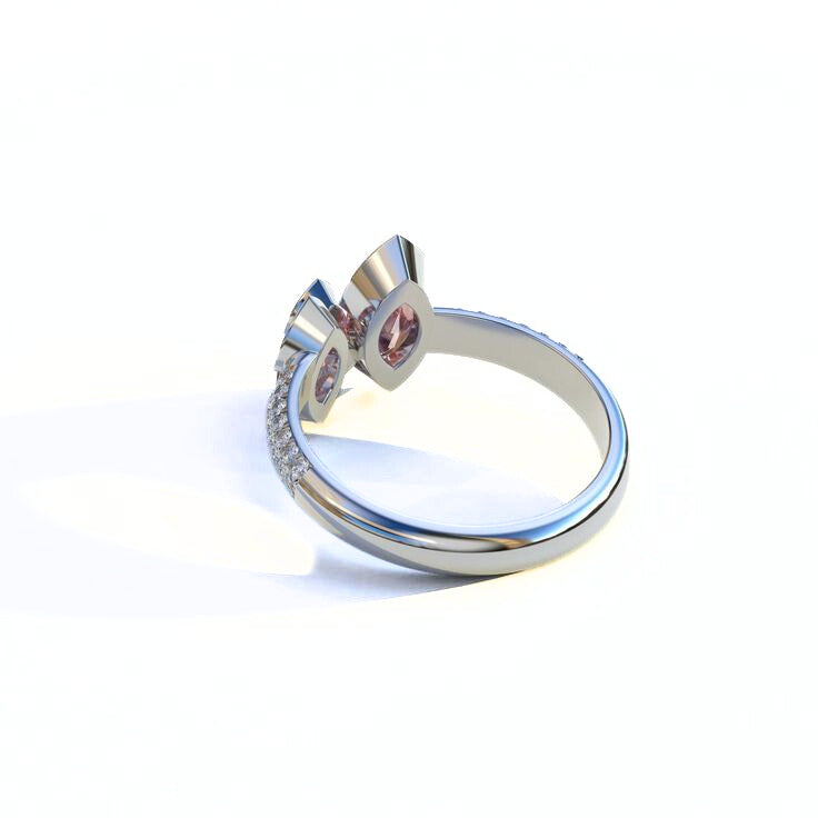 Three Pear Pink Cut Lab Grown Pear Cut Diamond Ring