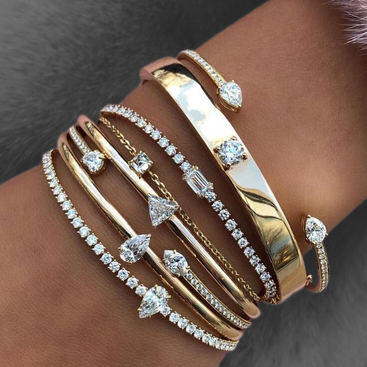 Pear Solitaire Lab Grown Diamond Bangle