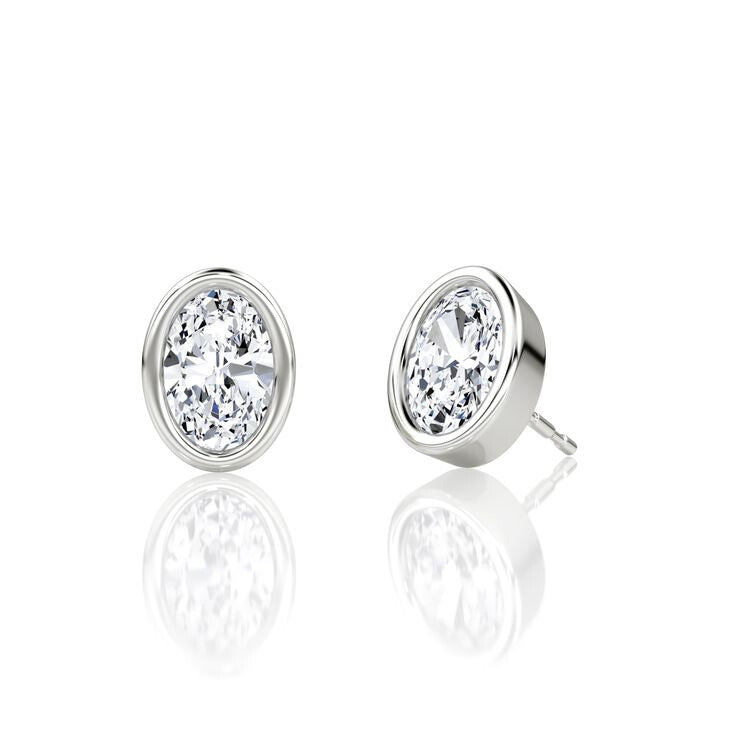 Oval Lab Grown Diamonds Bezel Earrings