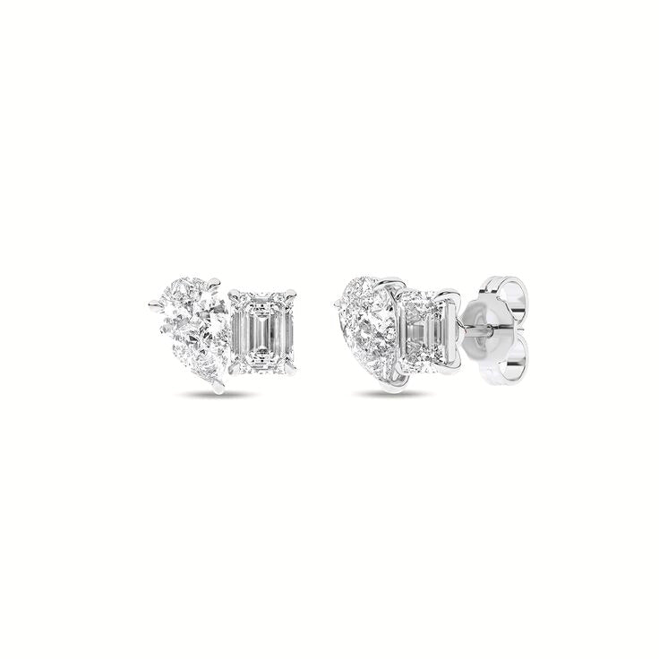 Pear And Emerald Lab Grown Diamonds Earrings