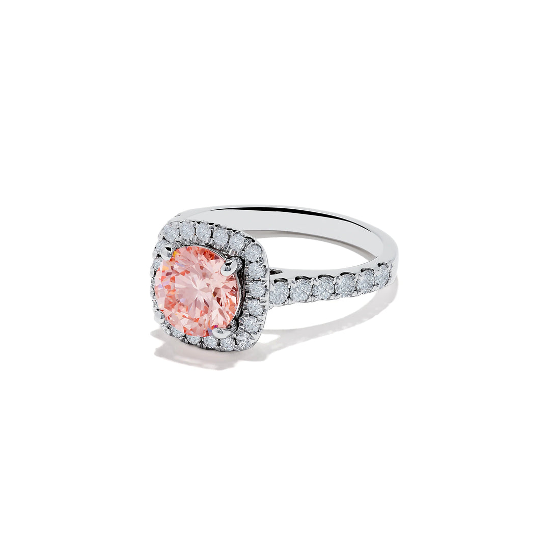 Pink Cushion Cut Lab Grown Pear Cut Diamond Ring