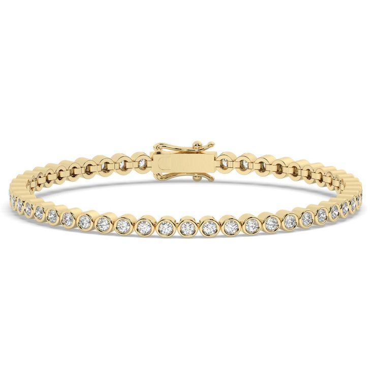 Round Bezel Lab Grown Diamond Tennis Bracelet