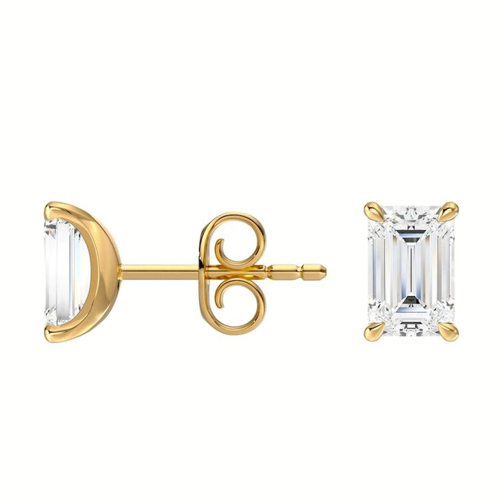 Emerald Cut Lab Grown Diamond Earrings
