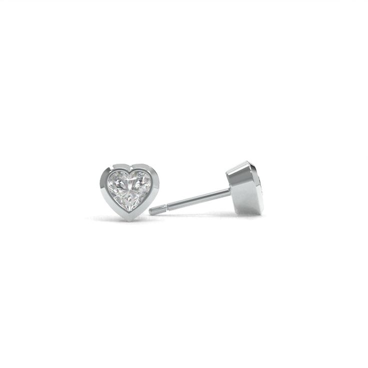 Heart Lab Grown Diamonds Bezel Earrings